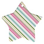 Diagonal Stripes Color Rainbow Pink Green Red Blue Star Ornament (Two Sides) Back
