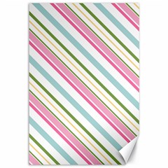 Diagonal Stripes Color Rainbow Pink Green Red Blue Canvas 12  X 18   by Mariart