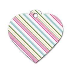 Diagonal Stripes Color Rainbow Pink Green Red Blue Dog Tag Heart (one Side)