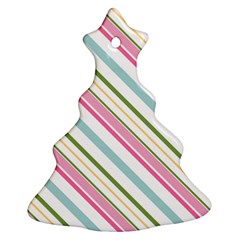 Diagonal Stripes Color Rainbow Pink Green Red Blue Ornament (christmas Tree)  by Mariart