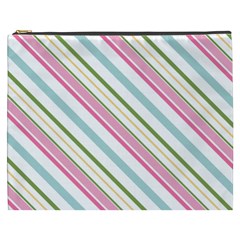 Diagonal Stripes Color Rainbow Pink Green Red Blue Cosmetic Bag (xxxl) 