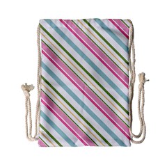 Diagonal Stripes Color Rainbow Pink Green Red Blue Drawstring Bag (small) by Mariart
