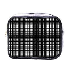 Crosshatch Target Line Black Mini Toiletries Bags