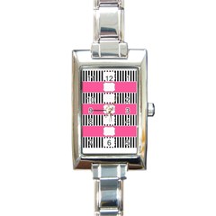 Custom Water Bottle Labels Line Black Pink Rectangle Italian Charm Watch