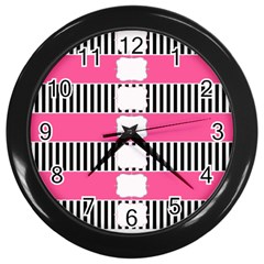 Custom Water Bottle Labels Line Black Pink Wall Clocks (black) by Mariart