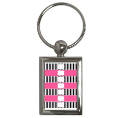 Custom Water Bottle Labels Line Black Pink Key Chains (rectangle)  by Mariart