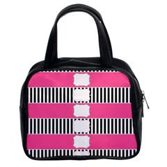 Custom Water Bottle Labels Line Black Pink Classic Handbags (2 Sides) by Mariart