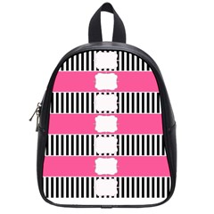 Custom Water Bottle Labels Line Black Pink School Bags (small)  by Mariart