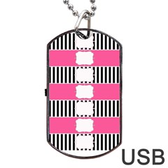 Custom Water Bottle Labels Line Black Pink Dog Tag Usb Flash (one Side) by Mariart