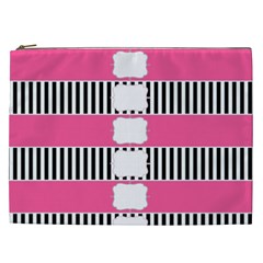 Custom Water Bottle Labels Line Black Pink Cosmetic Bag (xxl)  by Mariart