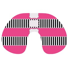 Custom Water Bottle Labels Line Black Pink Travel Neck Pillows by Mariart