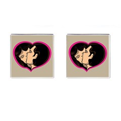 Don t Kiss With A Bloody Nose Face Man Girl Love Cufflinks (square) by Mariart