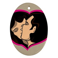 Don t Kiss With A Bloody Nose Face Man Girl Love Oval Ornament (two Sides) by Mariart