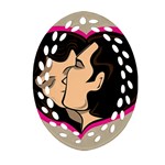 Don t Kiss With A Bloody Nose Face Man Girl Love Ornament (Oval Filigree) Front