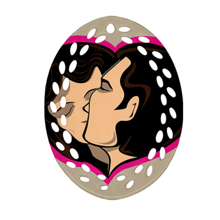 Don t Kiss With A Bloody Nose Face Man Girl Love Ornament (Oval Filigree)