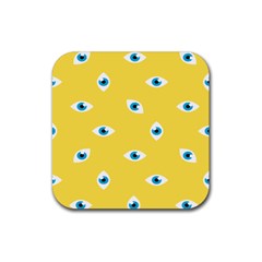 Eye Blue White Yellow Monster Sexy Image Rubber Square Coaster (4 Pack) 