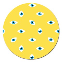 Eye Blue White Yellow Monster Sexy Image Magnet 5  (round) by Mariart