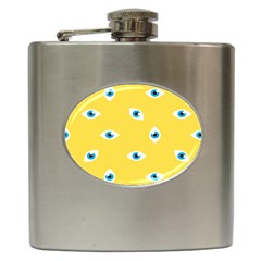 Eye Blue White Yellow Monster Sexy Image Hip Flask (6 Oz)