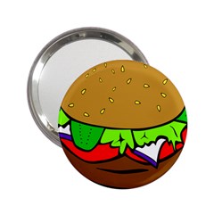 Fast Food Lunch Dinner Hamburger Cheese Vegetables Bread 2 25  Handbag Mirrors