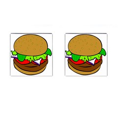 Fast Food Lunch Dinner Hamburger Cheese Vegetables Bread Cufflinks (square) by Mariart