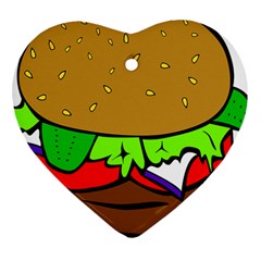 Fast Food Lunch Dinner Hamburger Cheese Vegetables Bread Heart Ornament (two Sides)