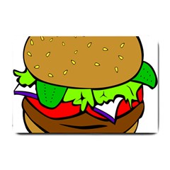 Fast Food Lunch Dinner Hamburger Cheese Vegetables Bread Small Doormat  by Mariart