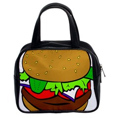Fast Food Lunch Dinner Hamburger Cheese Vegetables Bread Classic Handbags (2 Sides) by Mariart
