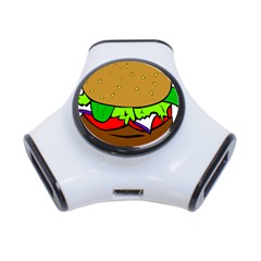 Fast Food Lunch Dinner Hamburger Cheese Vegetables Bread 3-port Usb Hub