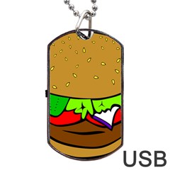 Fast Food Lunch Dinner Hamburger Cheese Vegetables Bread Dog Tag Usb Flash (two Sides) by Mariart