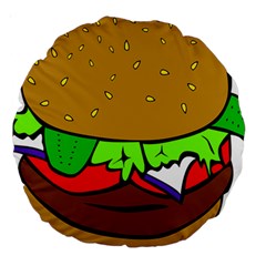 Fast Food Lunch Dinner Hamburger Cheese Vegetables Bread Large 18  Premium Round Cushions
