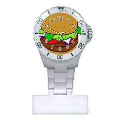 Fast Food Lunch Dinner Hamburger Cheese Vegetables Bread Plastic Nurses Watch by Mariart