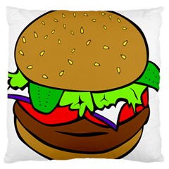 Fast Food Lunch Dinner Hamburger Cheese Vegetables Bread Large Flano Cushion Case (two Sides)