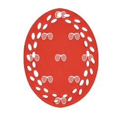 Glasses Disco Retina Red White Line Ornament (oval Filigree)