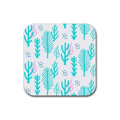 Forest Drop Blue Pink Polka Circle Rubber Coaster (square)  by Mariart