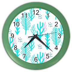 Forest Drop Blue Pink Polka Circle Color Wall Clocks by Mariart