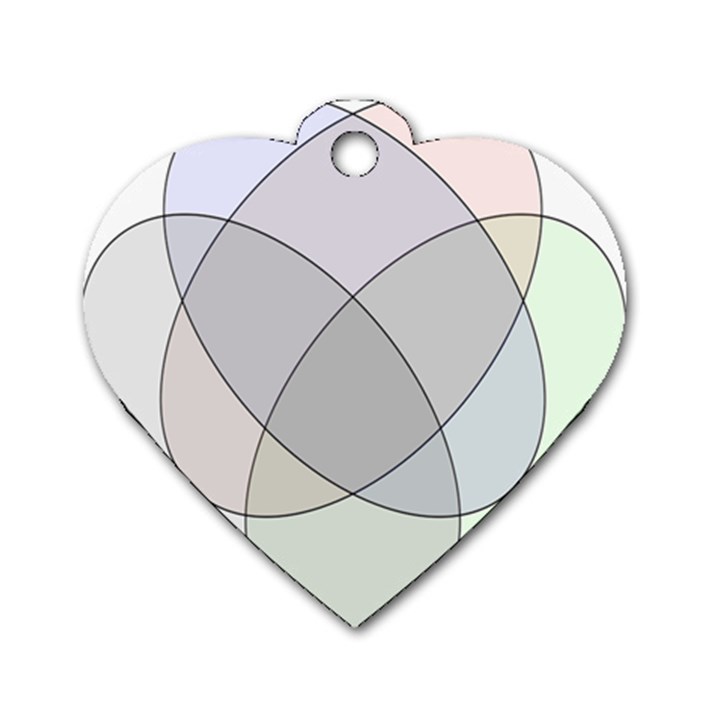 Four Way Venn Diagram Circle Dog Tag Heart (One Side)