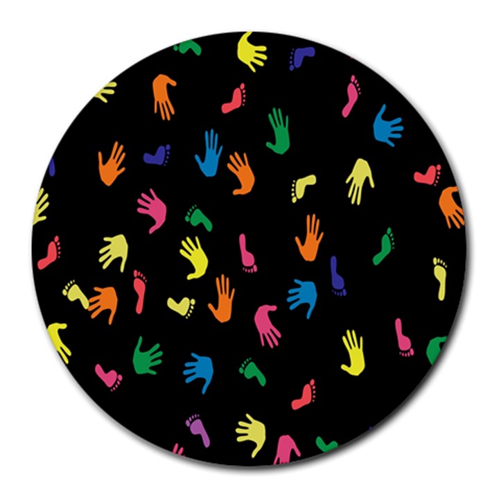 Hand And Footprints Round Mousepads