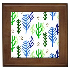 Forest Green Drop Blue Brown Polka Circle Framed Tiles by Mariart