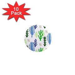 Forest Green Drop Blue Brown Polka Circle 1  Mini Magnet (10 Pack) 