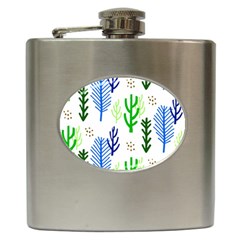 Forest Green Drop Blue Brown Polka Circle Hip Flask (6 Oz) by Mariart