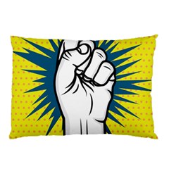 Hand Polka Dot Yellow Blue White Orange Sign Pillow Case (two Sides) by Mariart