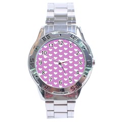 Heart Love Valentine White Purple Card Stainless Steel Analogue Watch by Mariart