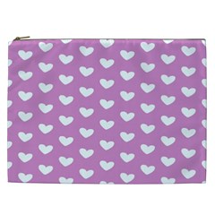 Heart Love Valentine White Purple Card Cosmetic Bag (xxl)  by Mariart