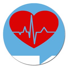 Heartbeat Health Heart Sign Red Blue Magnet 5  (round) by Mariart