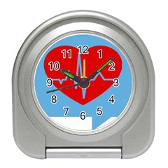 Heartbeat Health Heart Sign Red Blue Travel Alarm Clocks