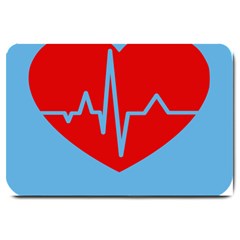 Heartbeat Health Heart Sign Red Blue Large Doormat 