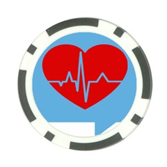 Heartbeat Health Heart Sign Red Blue Poker Chip Card Guard (10 Pack) by Mariart