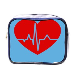 Heartbeat Health Heart Sign Red Blue Mini Toiletries Bags