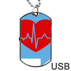 Heartbeat Health Heart Sign Red Blue Dog Tag Usb Flash (one Side) by Mariart