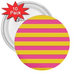 Horizontal Pink Yellow Line 3  Buttons (10 Pack) 